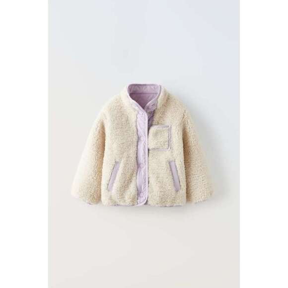 REVERSIBLE NYLON FAUX SHEARLING JACKET - Picture 1 of 3